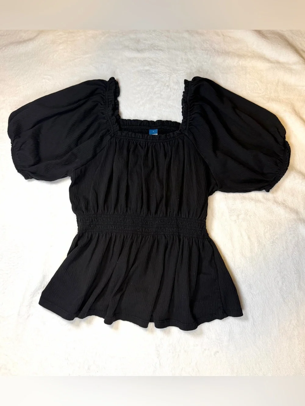 Old Navy Black Puff Sleeve Blouse- Size L